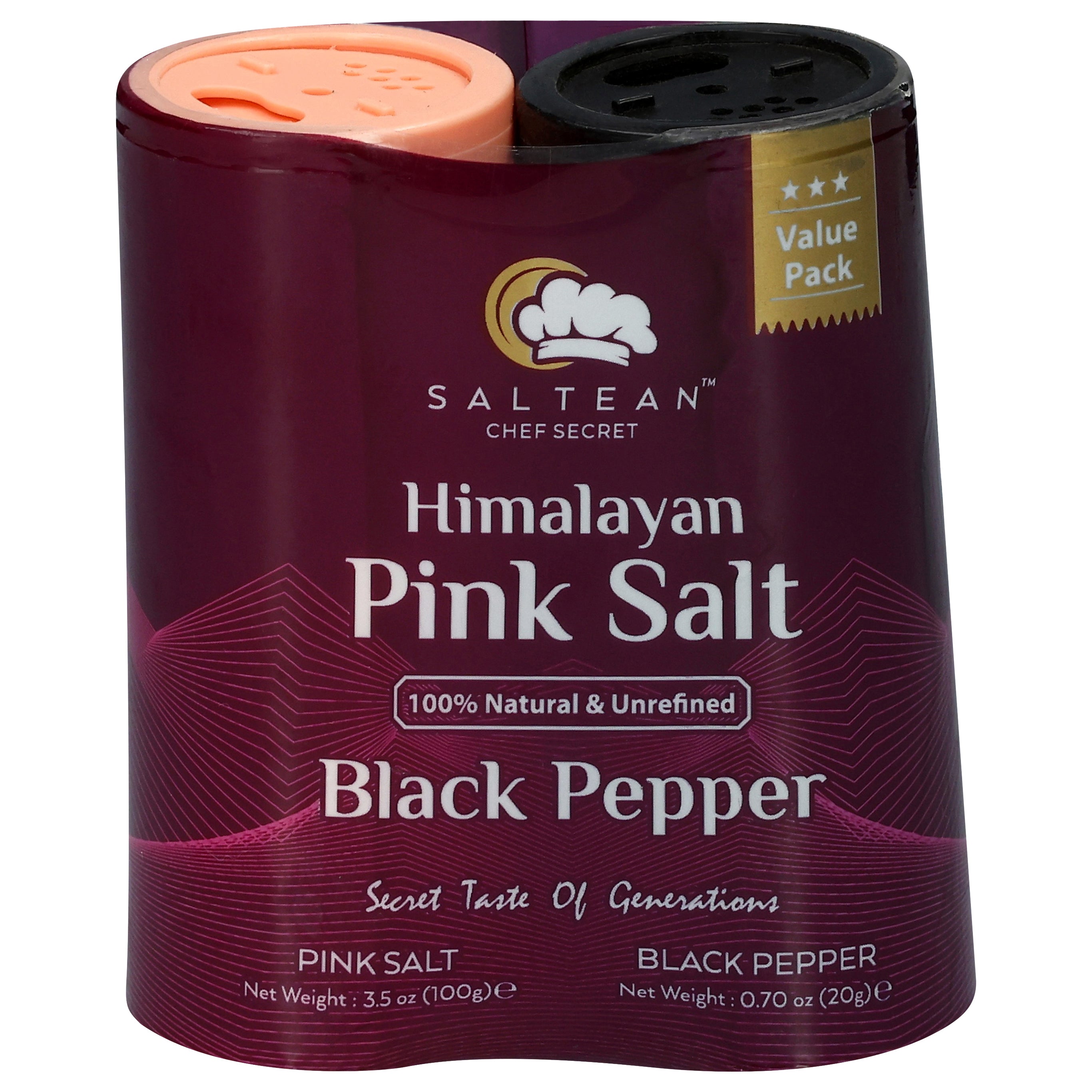 Saltean Himalayan Pink Salt/Black Pepper Value Pack 1 Set - Case of 12