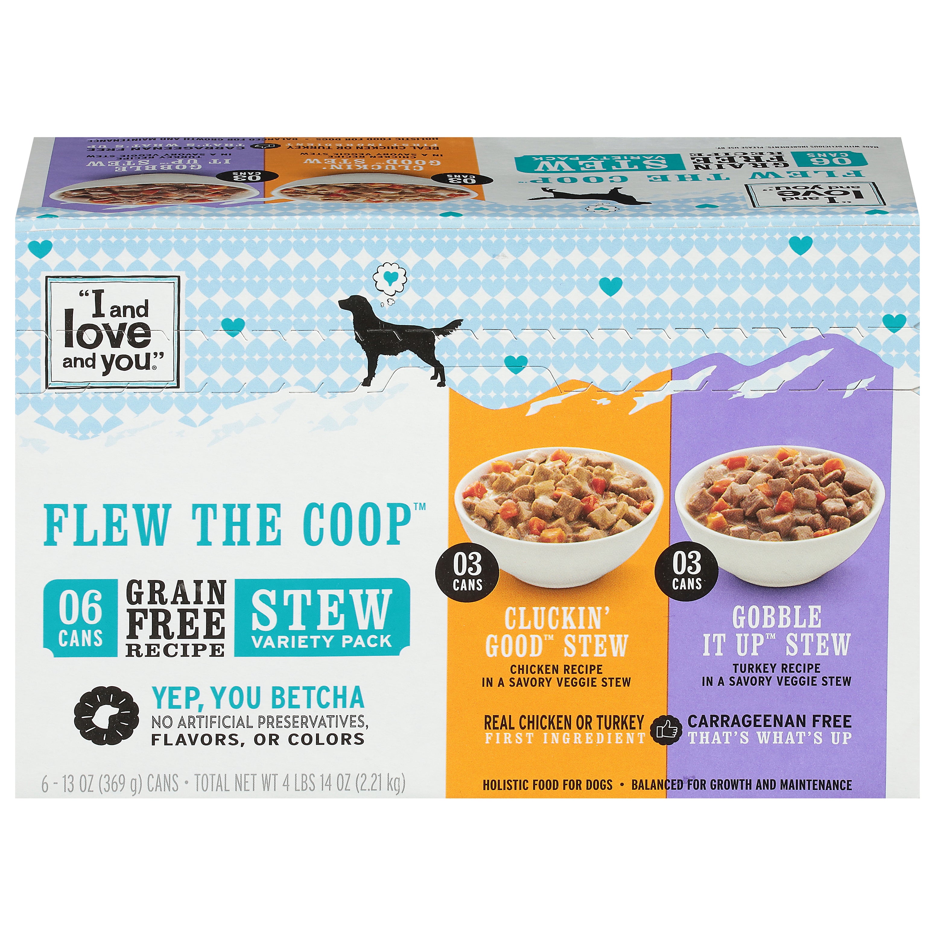 I and Love and You Grain Free Recipe Flew the Coop Holistic Food for Dogs Stew Variety Pack 6 - 13 oz Cans - Case of 2