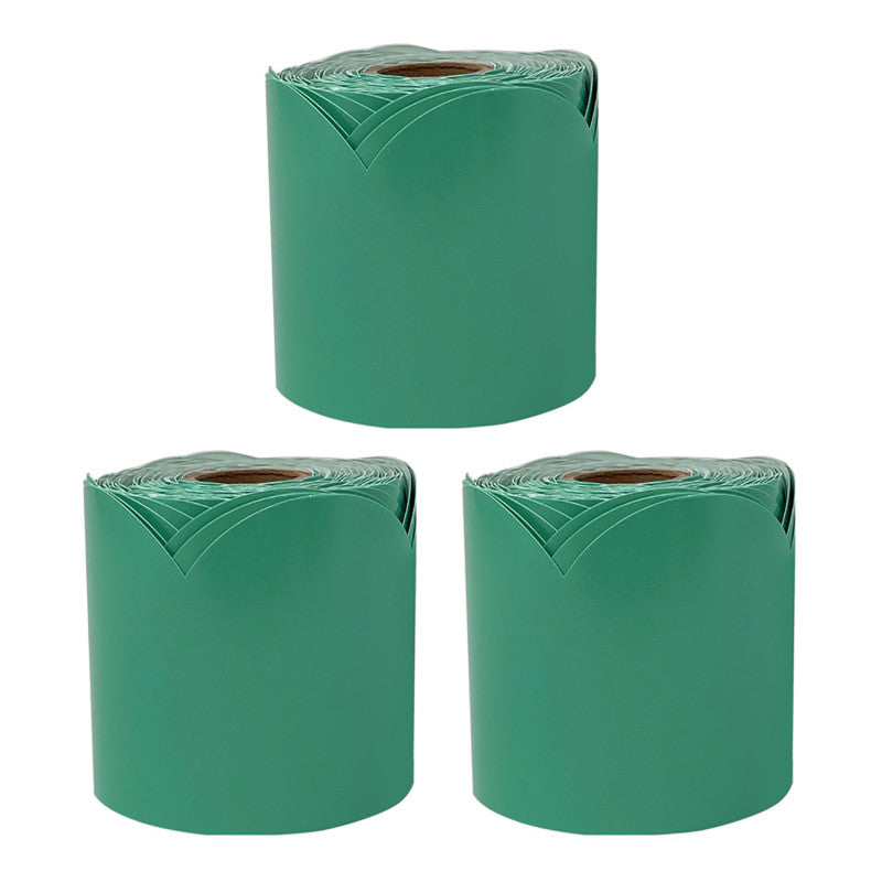 CARSON DELLOSA EDUCATION - Grow Together Jade Green Rolled Scalloped Bulletin Board Borders, 65 Feet Per Roll, Pack of 3