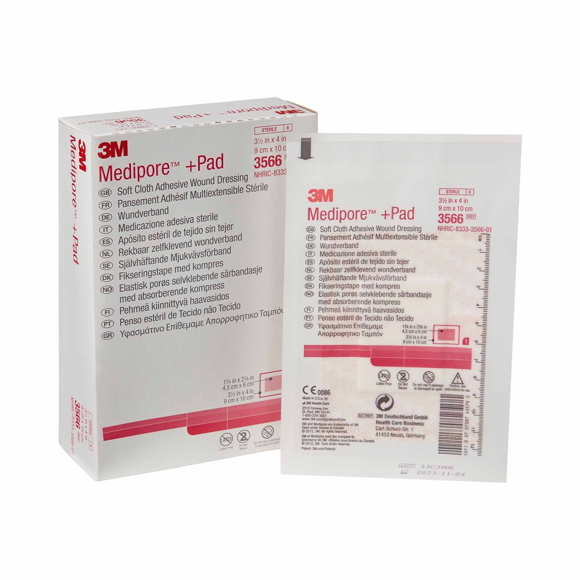 Solventum Corporation - Composite Dressing 3M™ Medipore™ 3-1/2 X 4 Inch Rectangle Sterile Nonwoven Backing [1/EA]