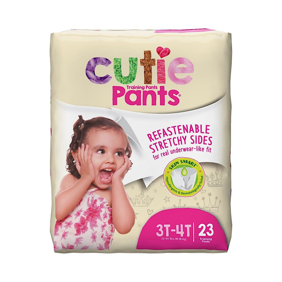 First Quality - Female Toddler Training Pants Cutie Pants® Size 3T to 4T Disposable Heavy Absorbency [23/BG]