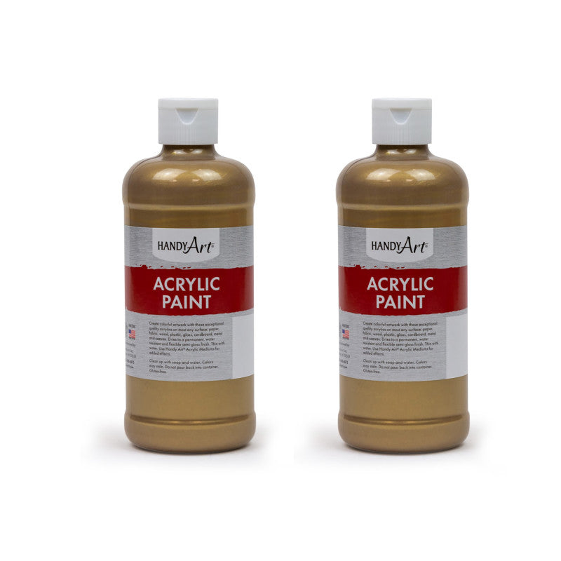HANDY ART - Metallic Acrylic Paint 16 oz., Gold, Pack of 2