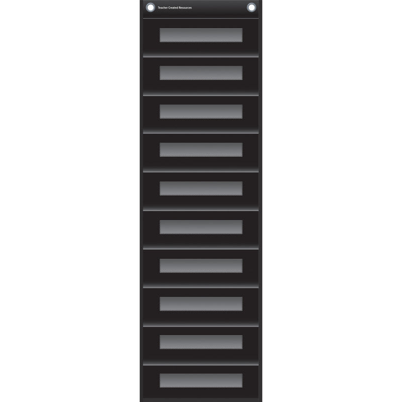 TEACHER CREATED RESOURCES - File Storage Pocket Chart, 10 Pockets, Black, 14" x 58"