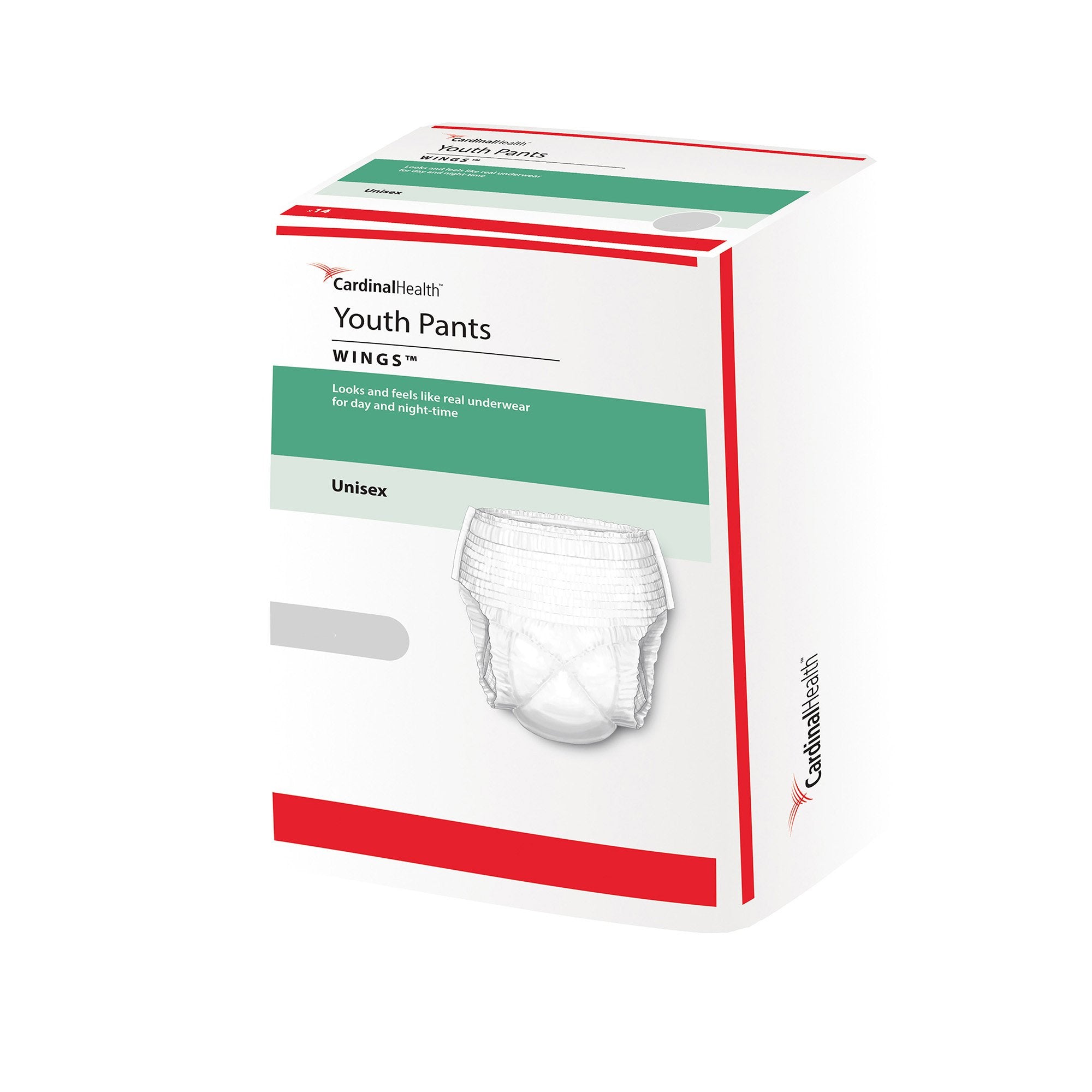 Cardinal - Unisex Youth Absorbent Underwear Cardinal Health™ Wings™ Pull On with Tear Away Seams Small / Medium Disposable Heavy Absorbency [1/BG]
