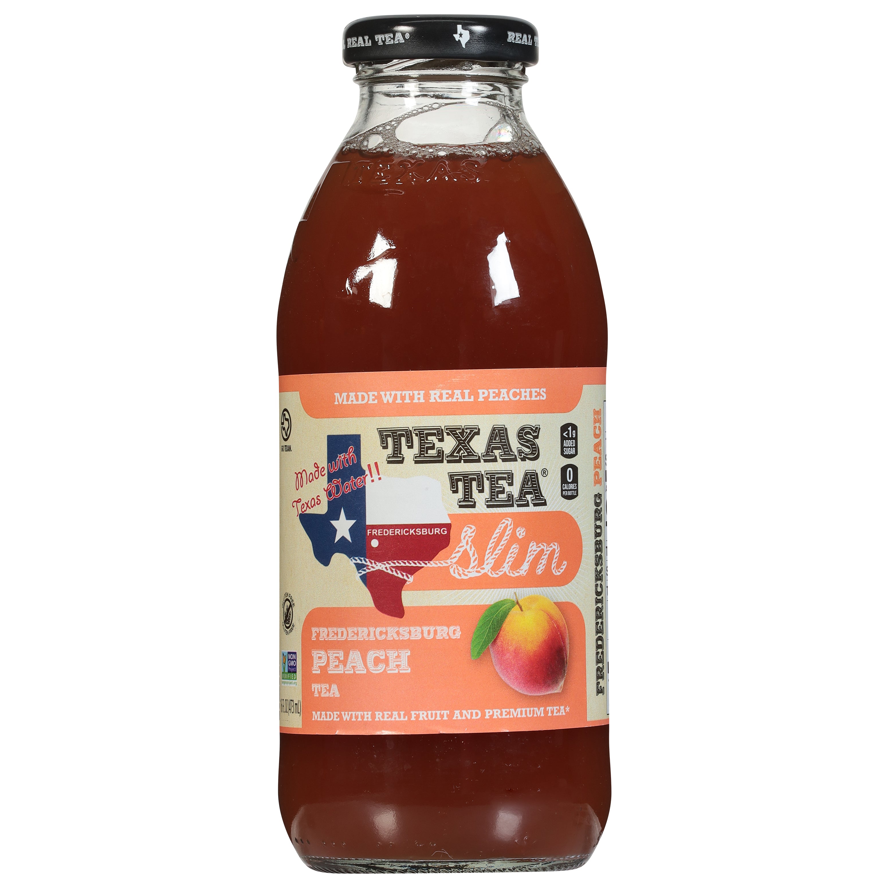 Texas Tea Slim Peach Tea 16 fl oz - Case of 12