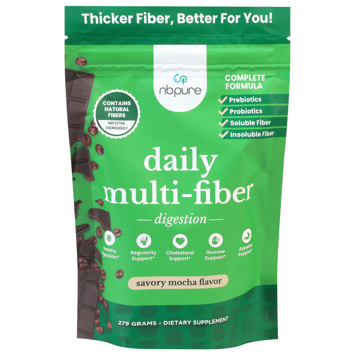 NBPure Daily Digestion Savory Mocha Flavor Multi-Fiber 279 g - Case of 1