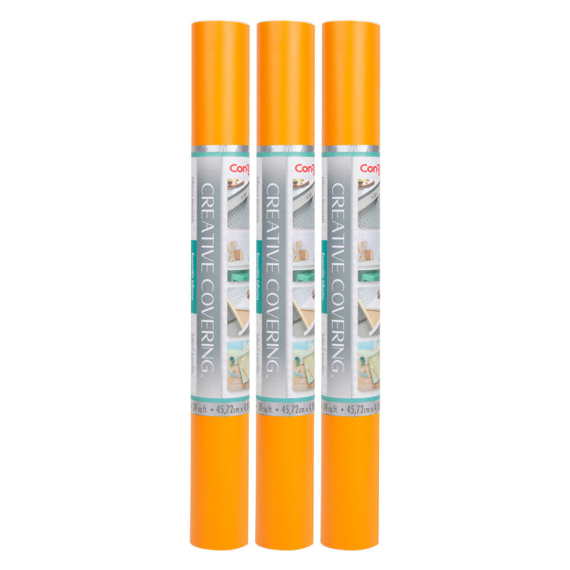 CON-TACT BRAND - Creative Covering™ Adhesive Covering, Orange, 18" x 16 ft, Pack of 2