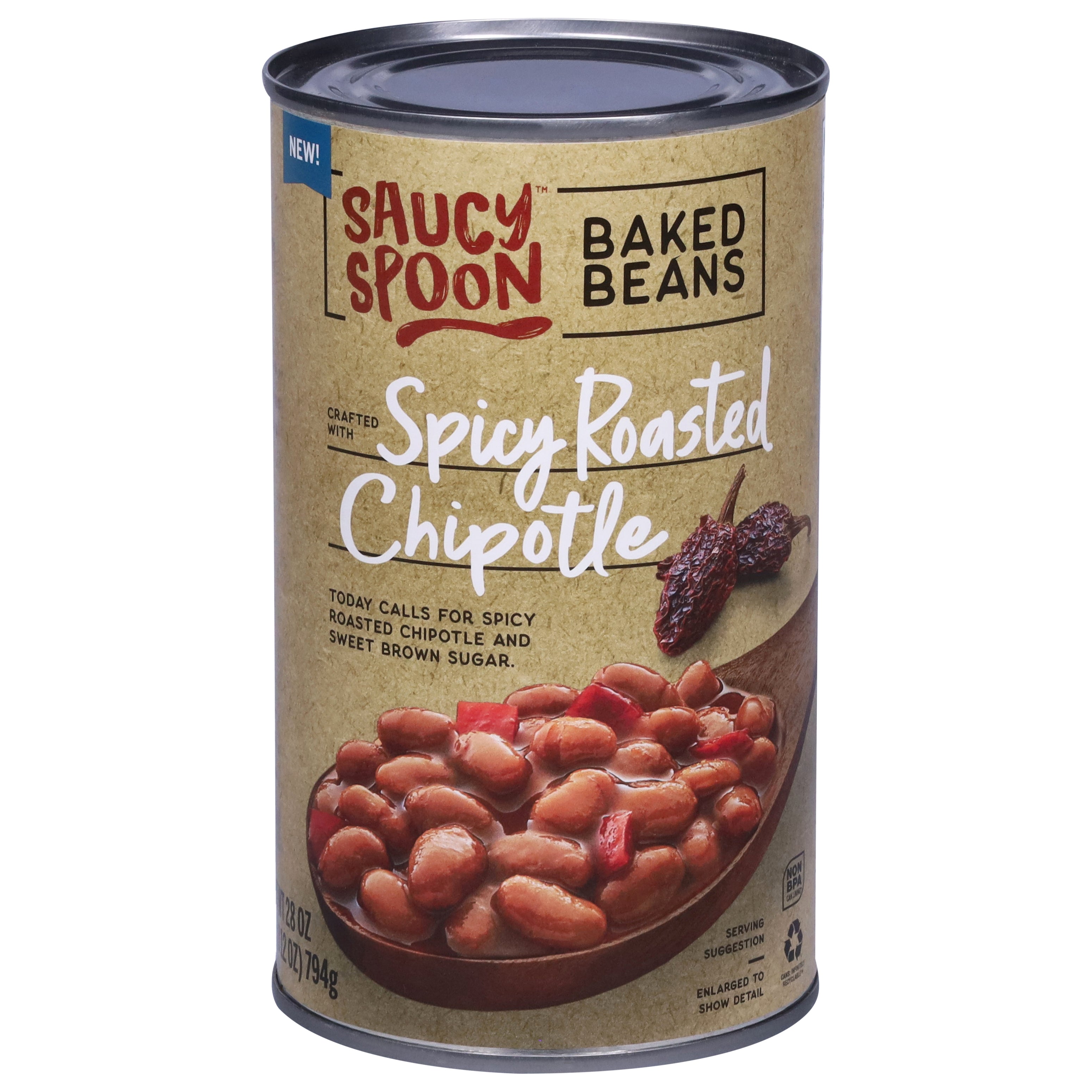 Saucy Spoon Spicy Roasted Chipotle Baked Beans 28 oz - Case of 12