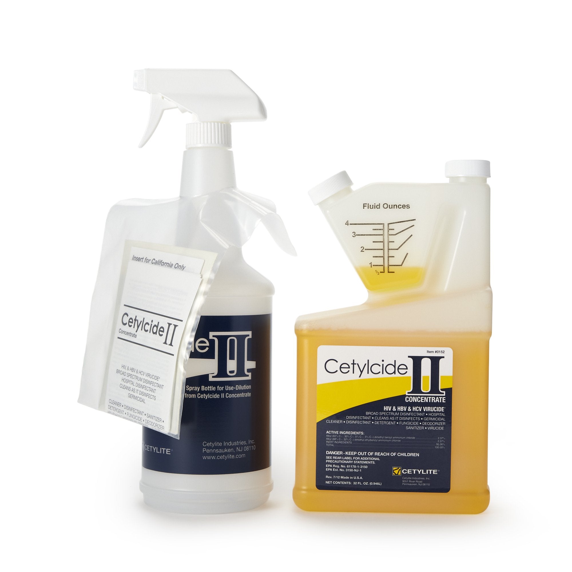 Cetylite - Cetylcide-II® Surface Disinfectant Quaternary Based Manual Pour Liquid Concentrate 32 oz. Bottle Lemon Scent NonSterile [1/EA]