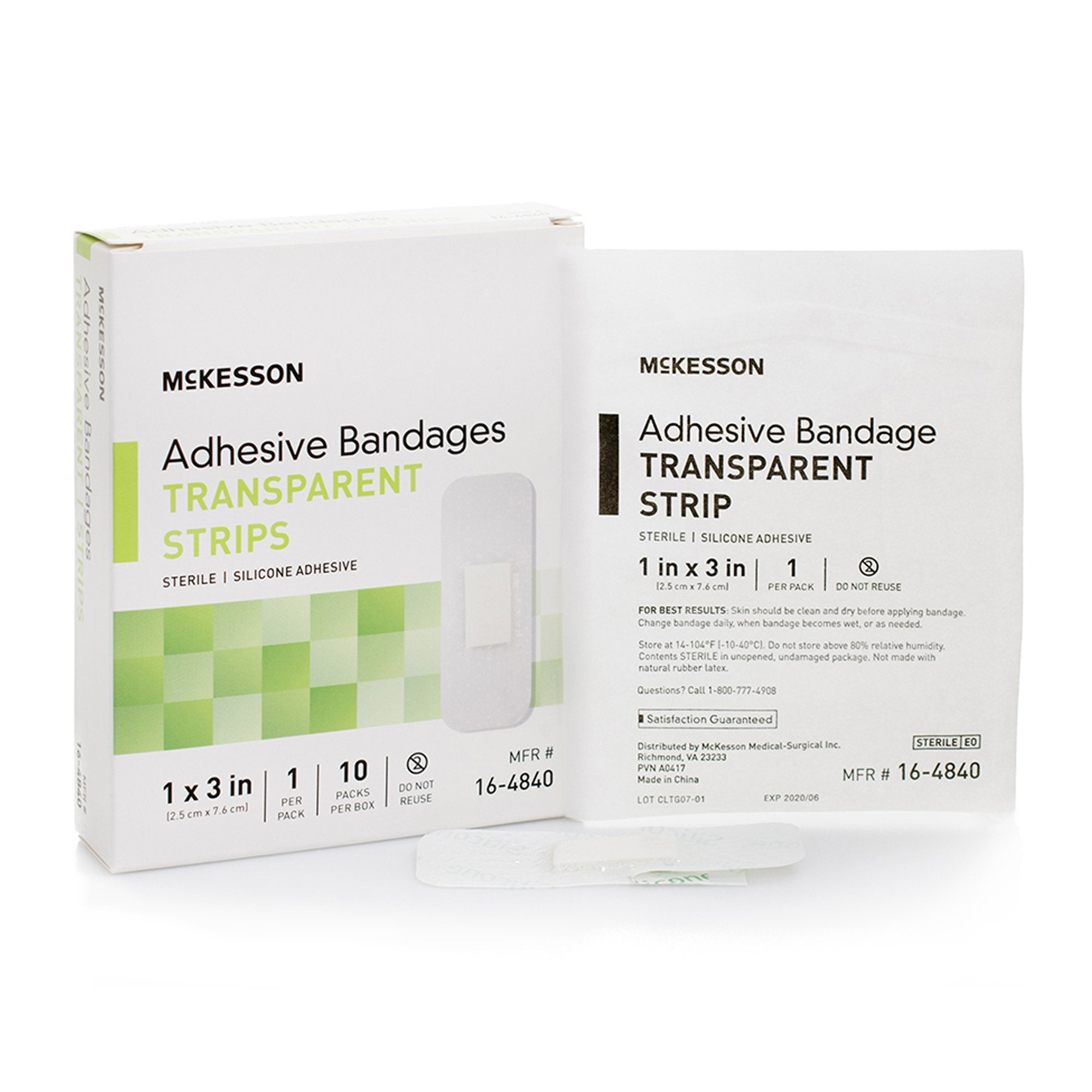 McKesson Brand - Waterproof Adhesive Strip McKesson 1 X 3 Inch Silicone Rectangle Sheer Sterile [1/EA]