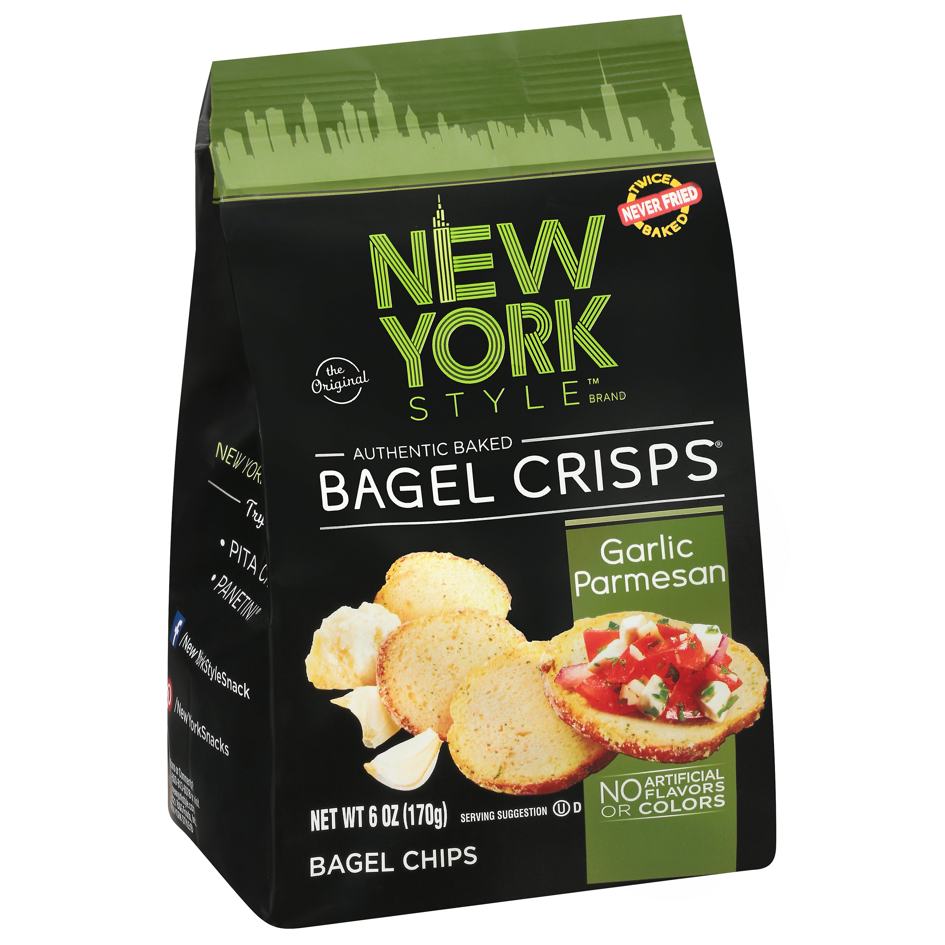 New York Style Authentic Baked Garlic Parmesan Bagel Crisps 6 oz - Case of 6