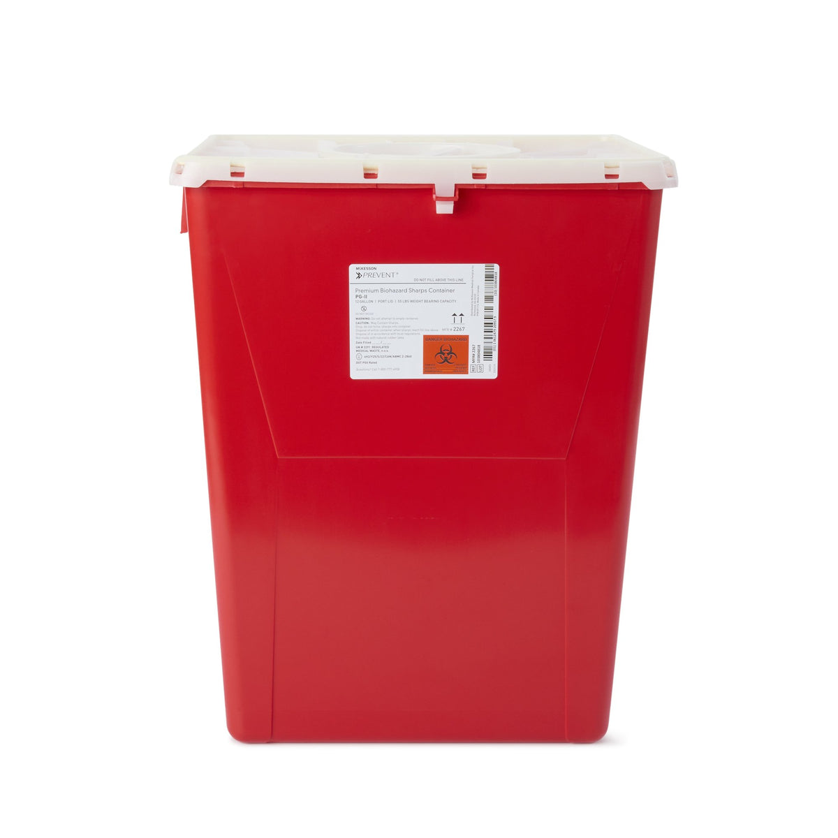 McKesson Brand - Sharps Container McKesson Prevent® Red Base 20-4/5 H X 17-3/10 W X 13 L Inch Vertical Entry 12 Gallon [1/EA]