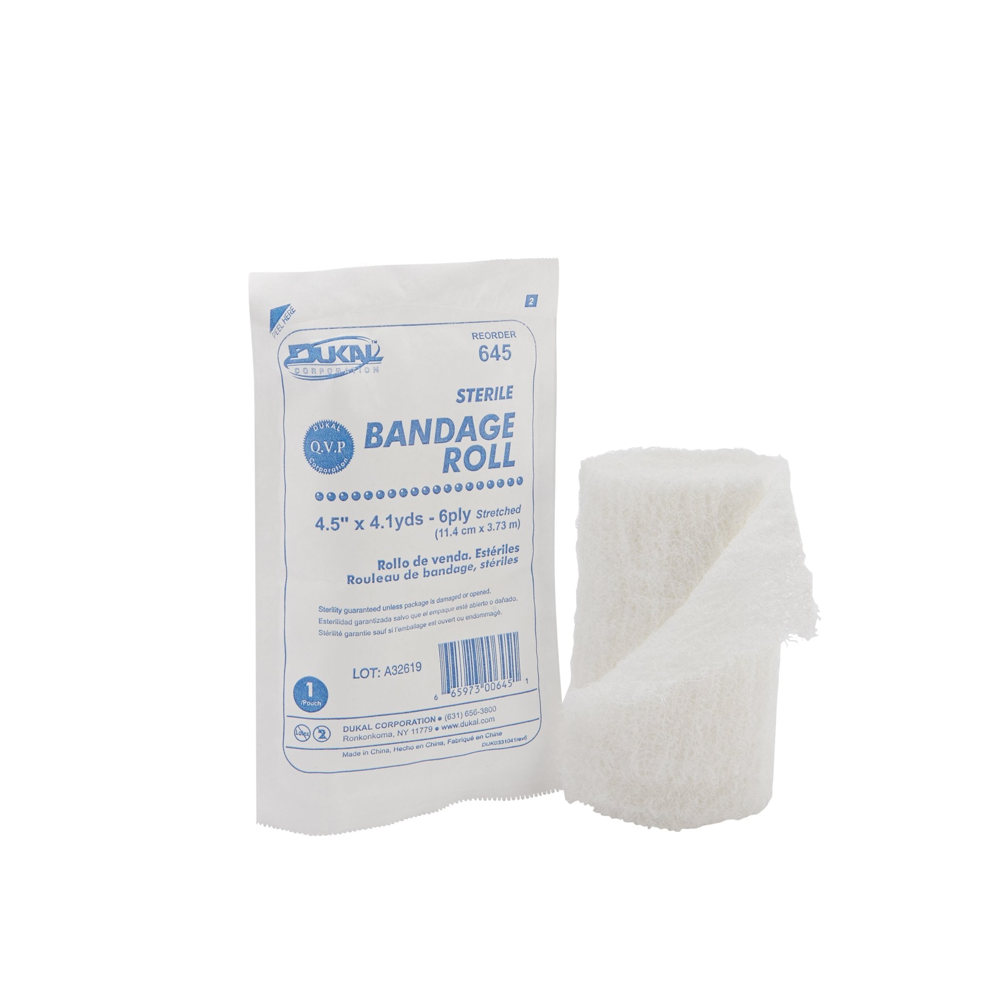 Dukal - Fluff Bandage Roll Dukal™ 4-1/2 Inch X 4-1/10 Yard 6-Ply Sterile 1 per Pack [1/EA]