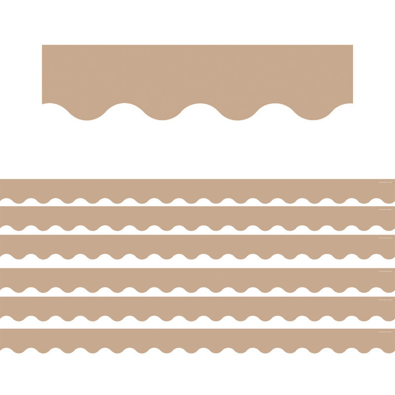 TEACHER CREATED RESOURCES - Light Brown Scalloped Border Trim, 35 Feet Per Pack, 6 Packs