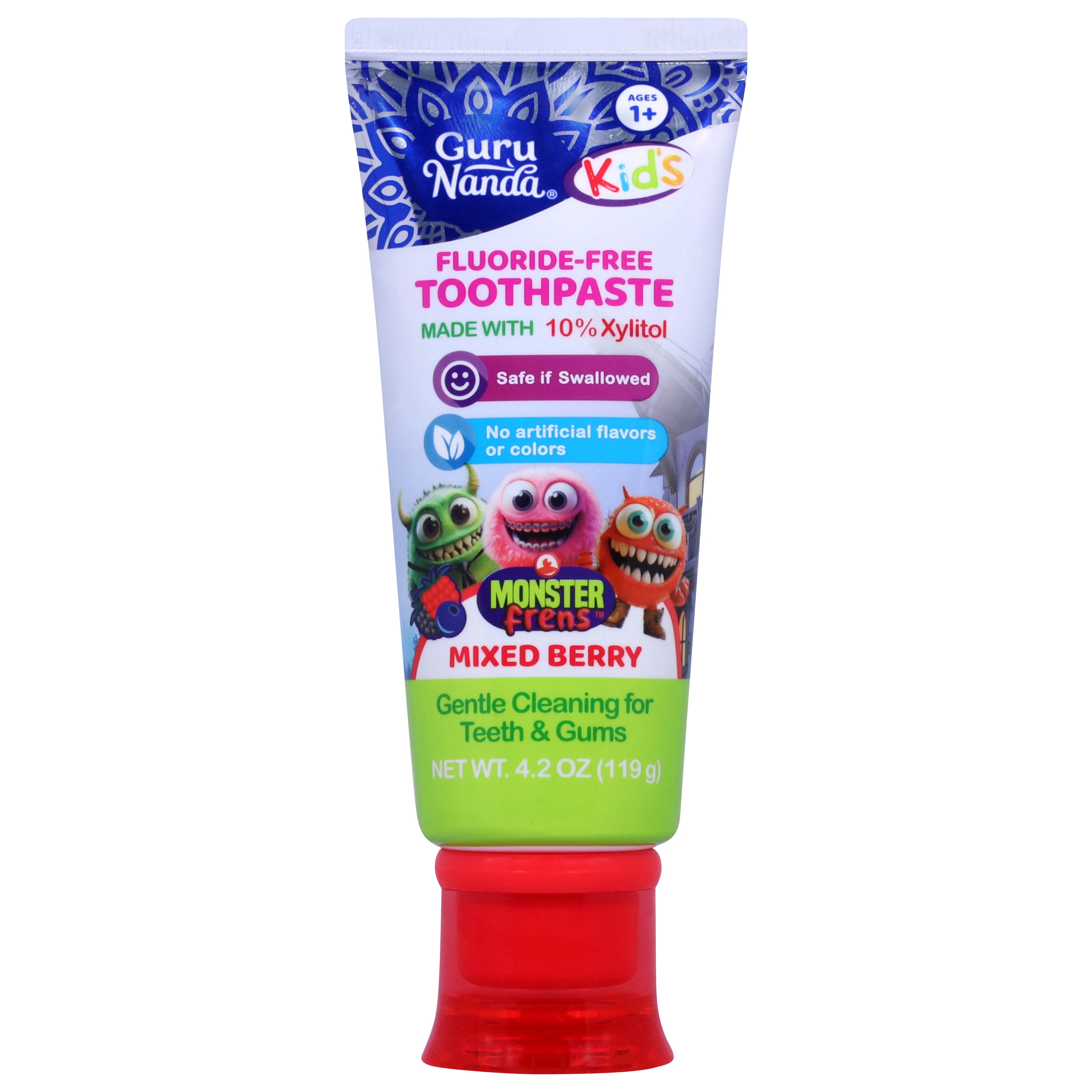 Guru Nanda Kids Monster Frens Fluoride-Free Mixed Berry Toothpaste 4.2 oz - Case of 1