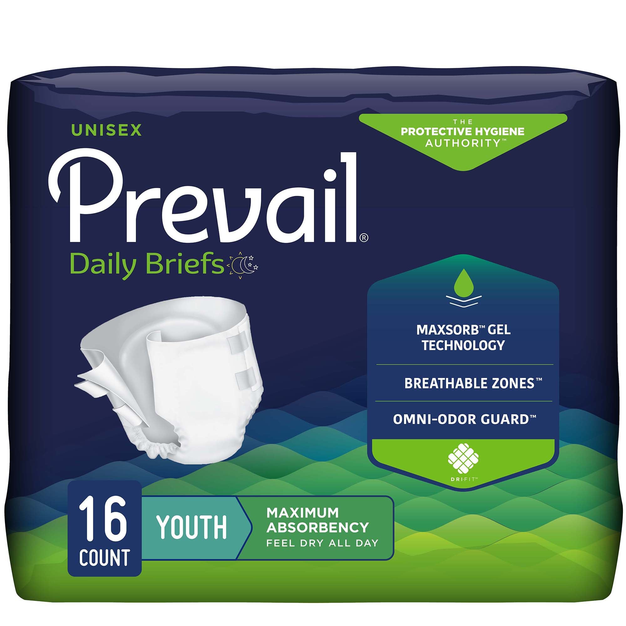 First Quality - Unisex Youth Incontinence Brief Prevail® Daily Briefs X-Small Disposable Heavy Absorbency [1/BG]
