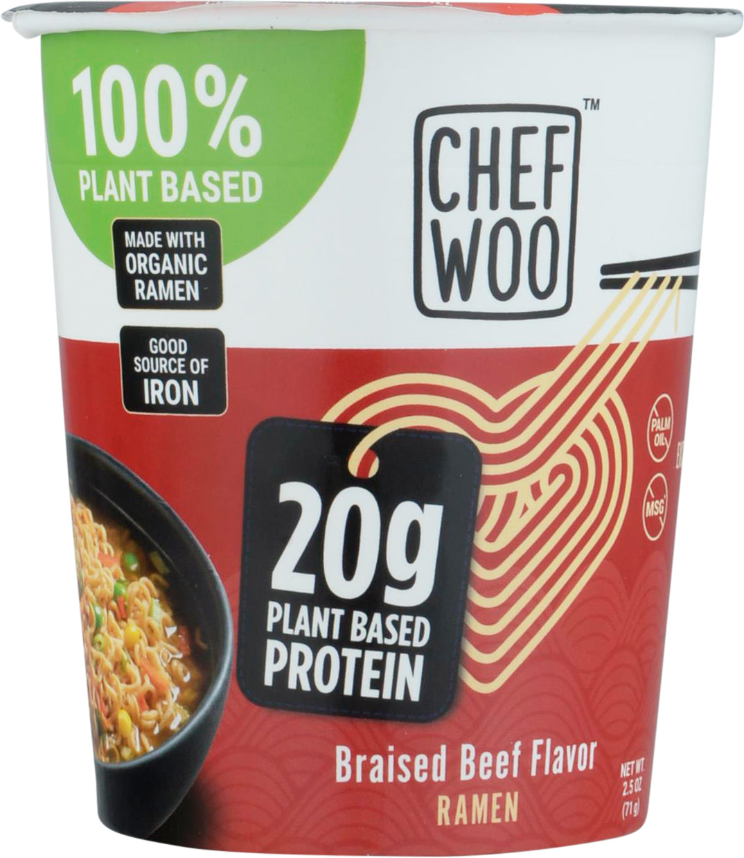 Chef Woo Braised Beef Flavor Ramen 2.5 oz - Case of 6