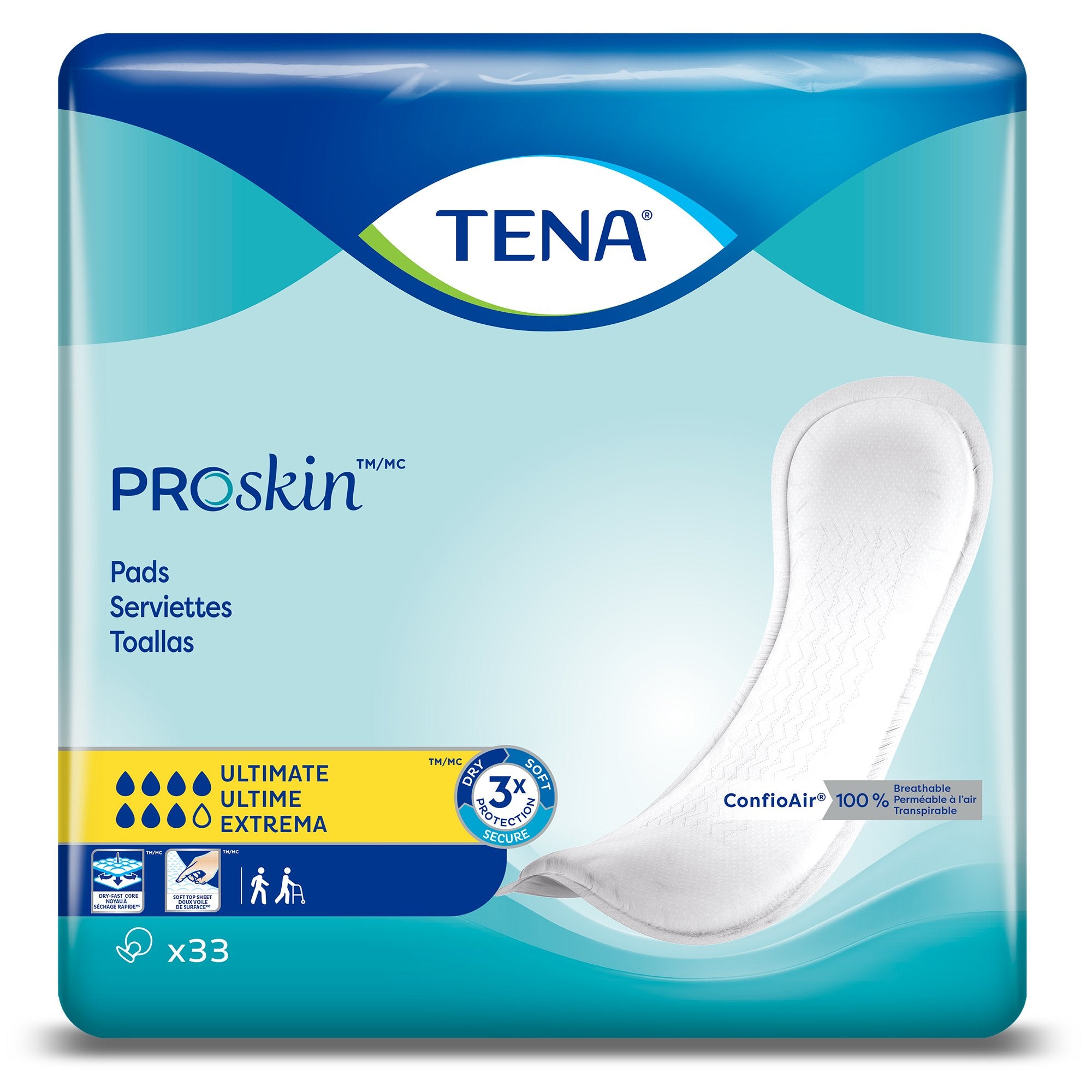 Essity HMS North America Inc - Bladder Control Pad TENA ProSkin™ Ultimate 16 Inch Length Heavy Absorbency Dry-Fast Core™ One Size Fits Most [33/BG]