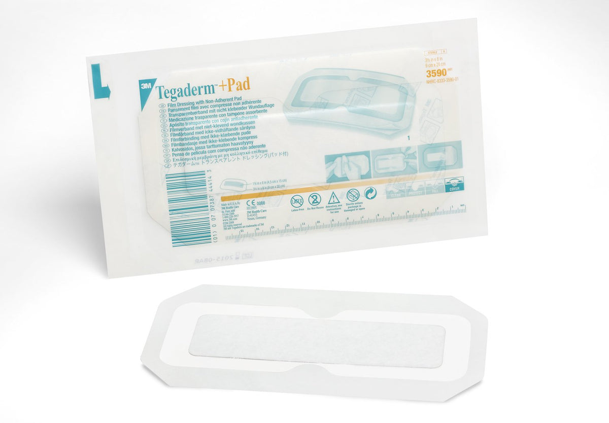 Solventum Corporation - Transparent Film Dressing with Pad 3M™ Tegaderm™ 3-1/2 X 8 Inch Frame Style Delivery Rectangle Sterile [1/EA]