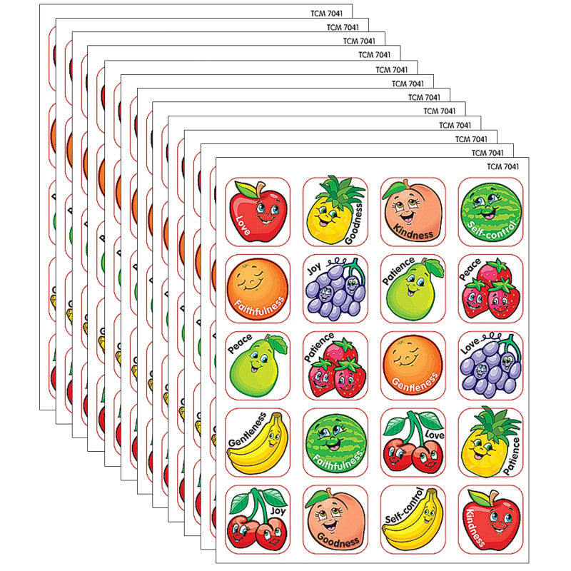 TEACHER CREATED RESOURCES - Fruit of the Spirit Stickers, 120 Per Pack, 12 Packs