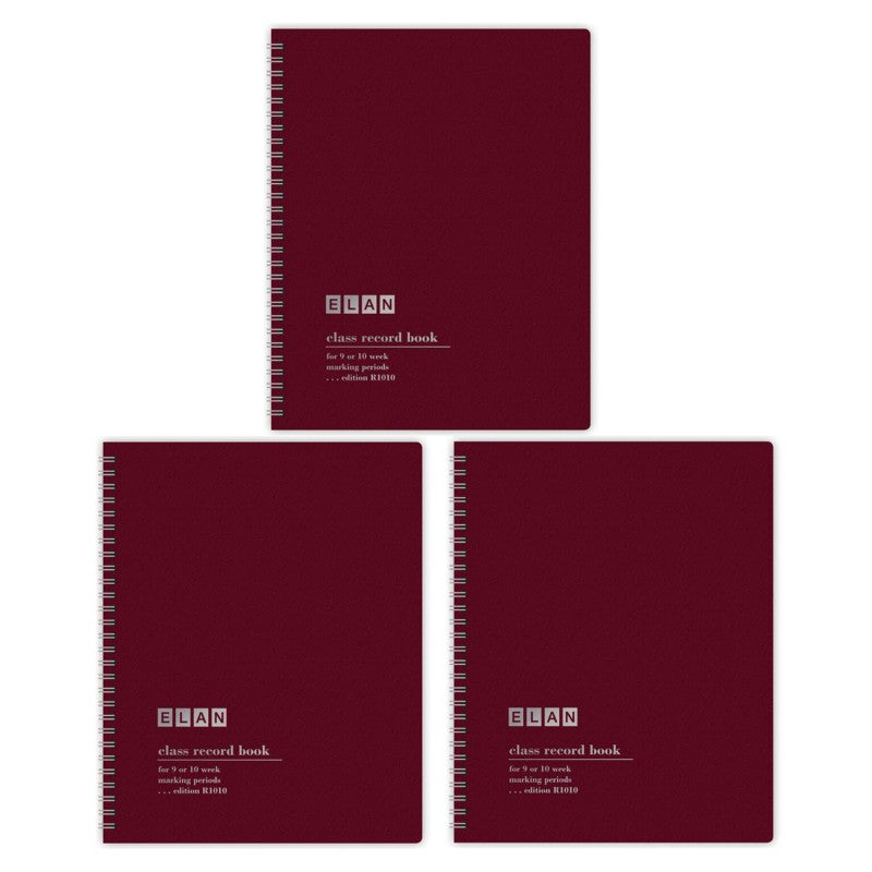 ELAN PUBLISHING - Class Record Book, Grades for 9-10 Weeks, 50 Student Names, Pack of 3
