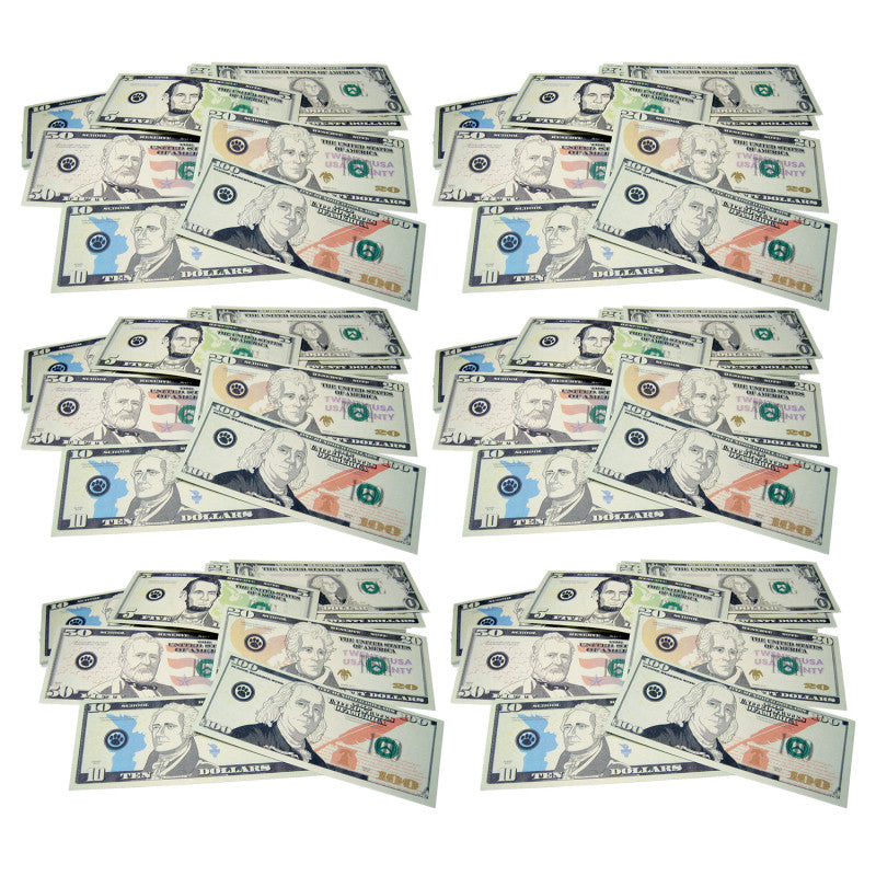 TEACHER CREATED RESOURCES - Play Money: Assorted Bills, 110 Per Pack, 6 Packs