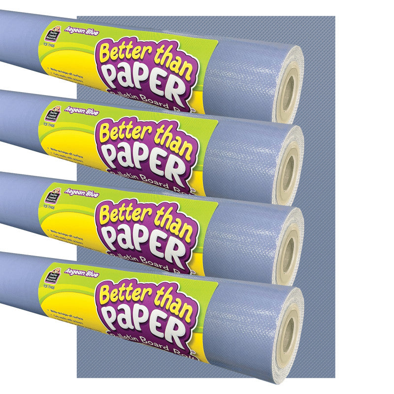 TEACHER CREATED RESOURCES - Better Than Paper® Bulletin Board Roll, 4' x 12', Aegean Blue, 4 Rolls