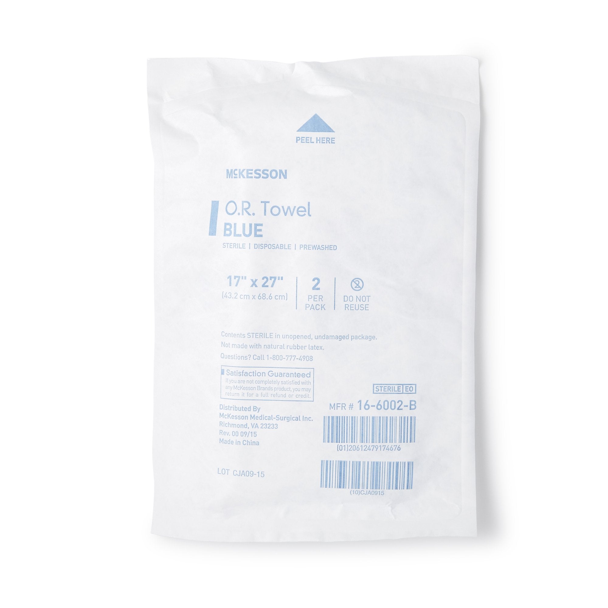 McKesson Brand - O.R. Towel McKesson 17 W X 27 L Inch Blue Sterile [80/CS] (277860_CS)