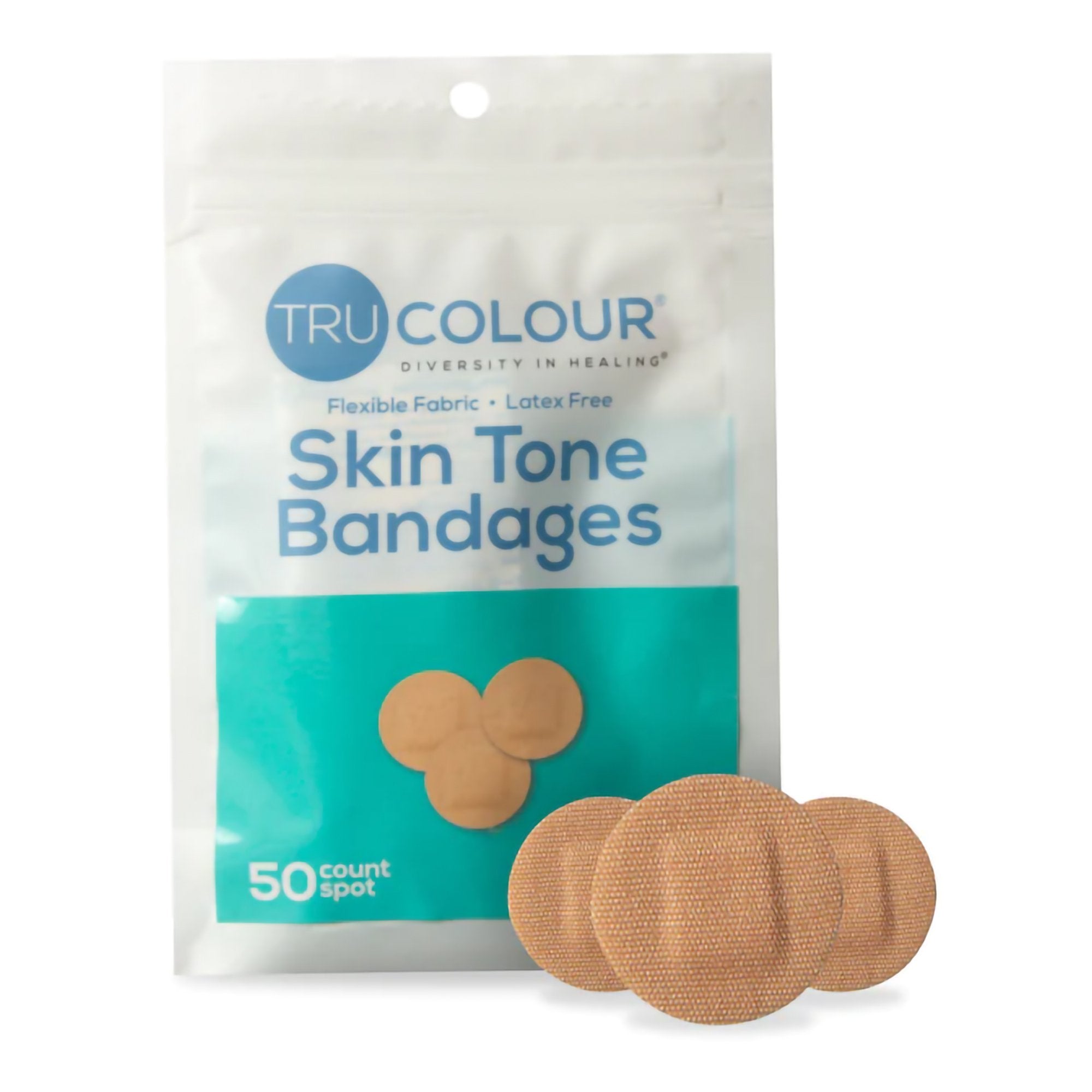 Tru-Colour Products LLC - Waterproof Adhesive Strip Tru-Colour® Fabric Spot s/b Round Beige Sterile [2500/CS]