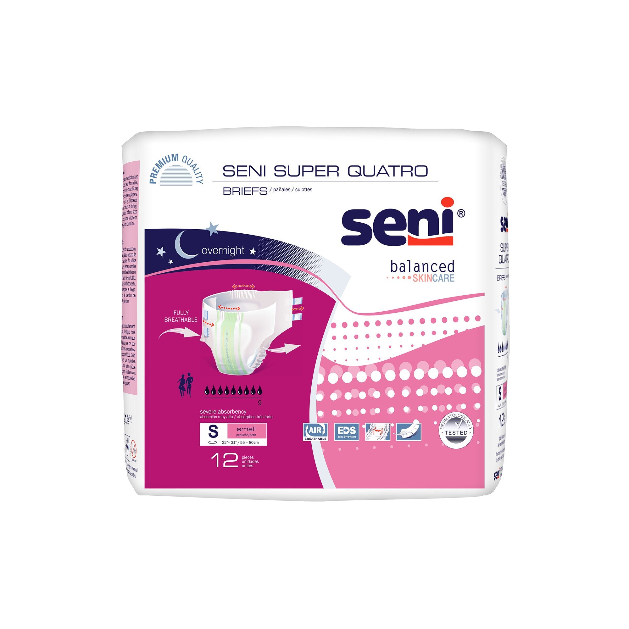 TZMO USA Inc - Unisex Adult Incontinence Brief Seni® Super Quatro Small Disposable Heavy Absorbency [48/CS]