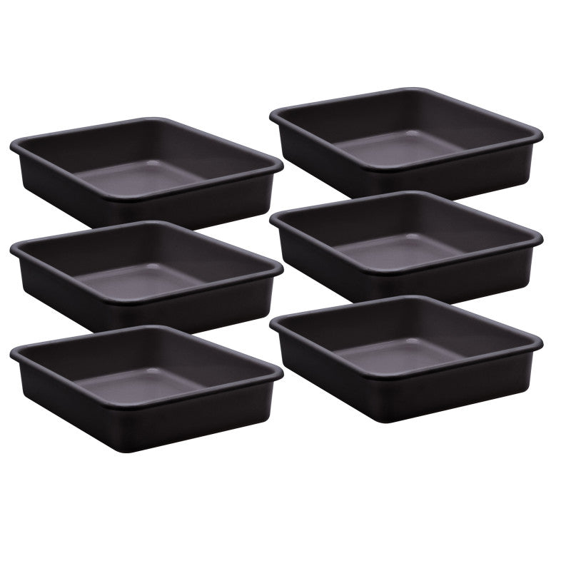 TEACHER CREATED RESOURCES - Black Large Plastic Letter Tray, Pack of 6