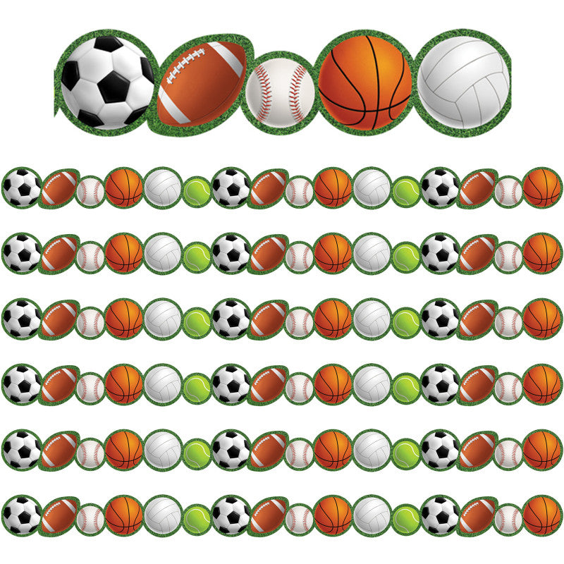 TEACHER CREATED RESOURCES - Sports Die-Cut Border Trim, 35 Feet Per Pack, 6 Packs