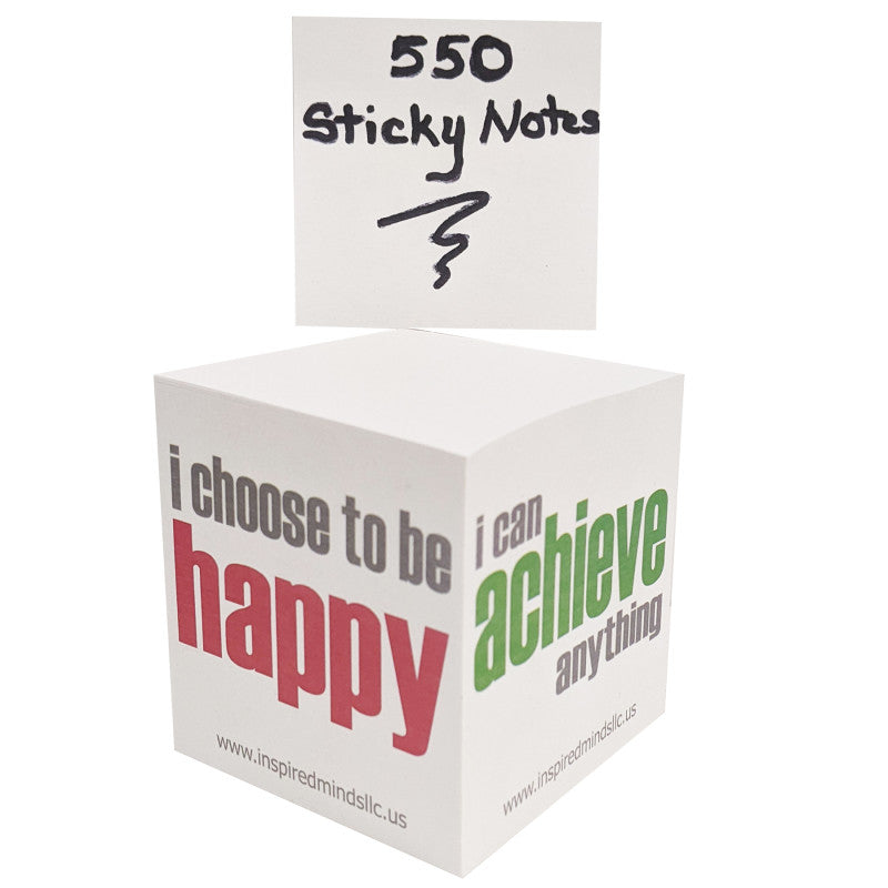 INSPIRED MINDS - Inspirational Sticky Notes Memo Cube, 2-3/4", 550 Sheets