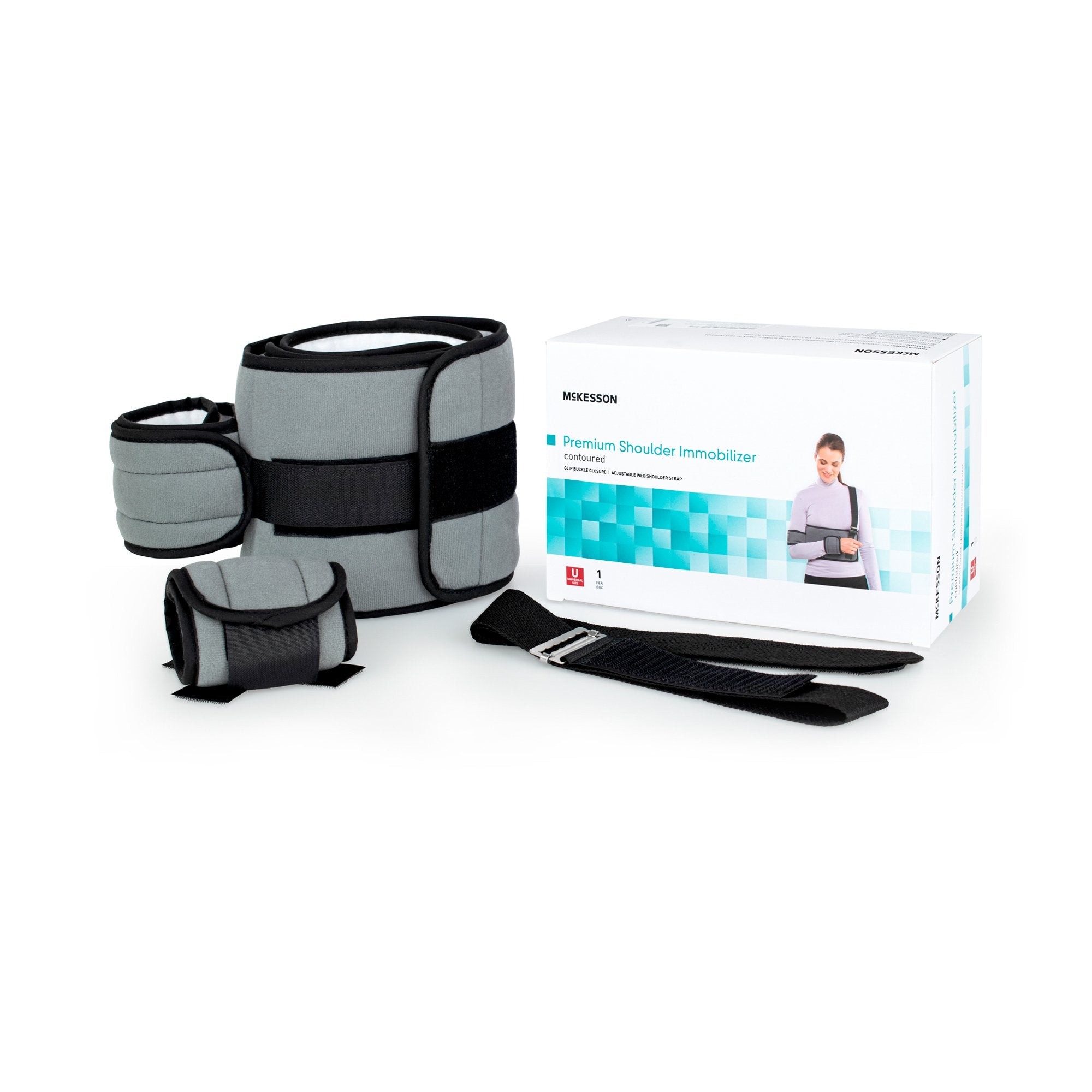 McKesson Brand - Shoulder Immobilizer McKesson One Size Fits Most Fiberlaminate Waist-Hook and Loop Closure/Shoulder Strap with Buckle/Arm Band and Hand Band Hook and Loop Closure Adjustable Left or Right Arm [1/EA]