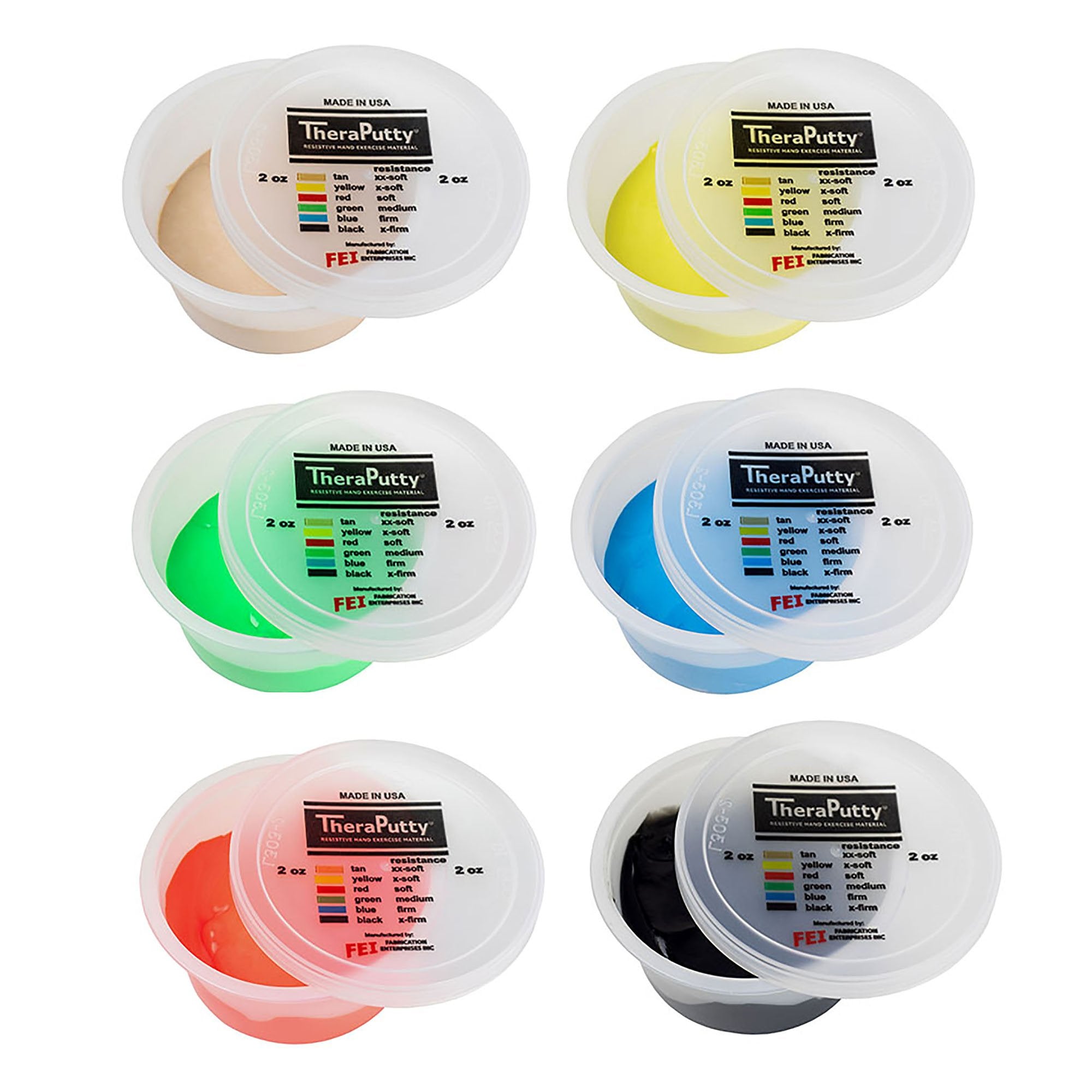 Fabrication Enterprises - Therapy Putty Set CanDo® TheraPutty® 2X-Soft / X-Soft / Soft / Medium / Firm / X-Firm 6 X 2 oz. [1/ST]