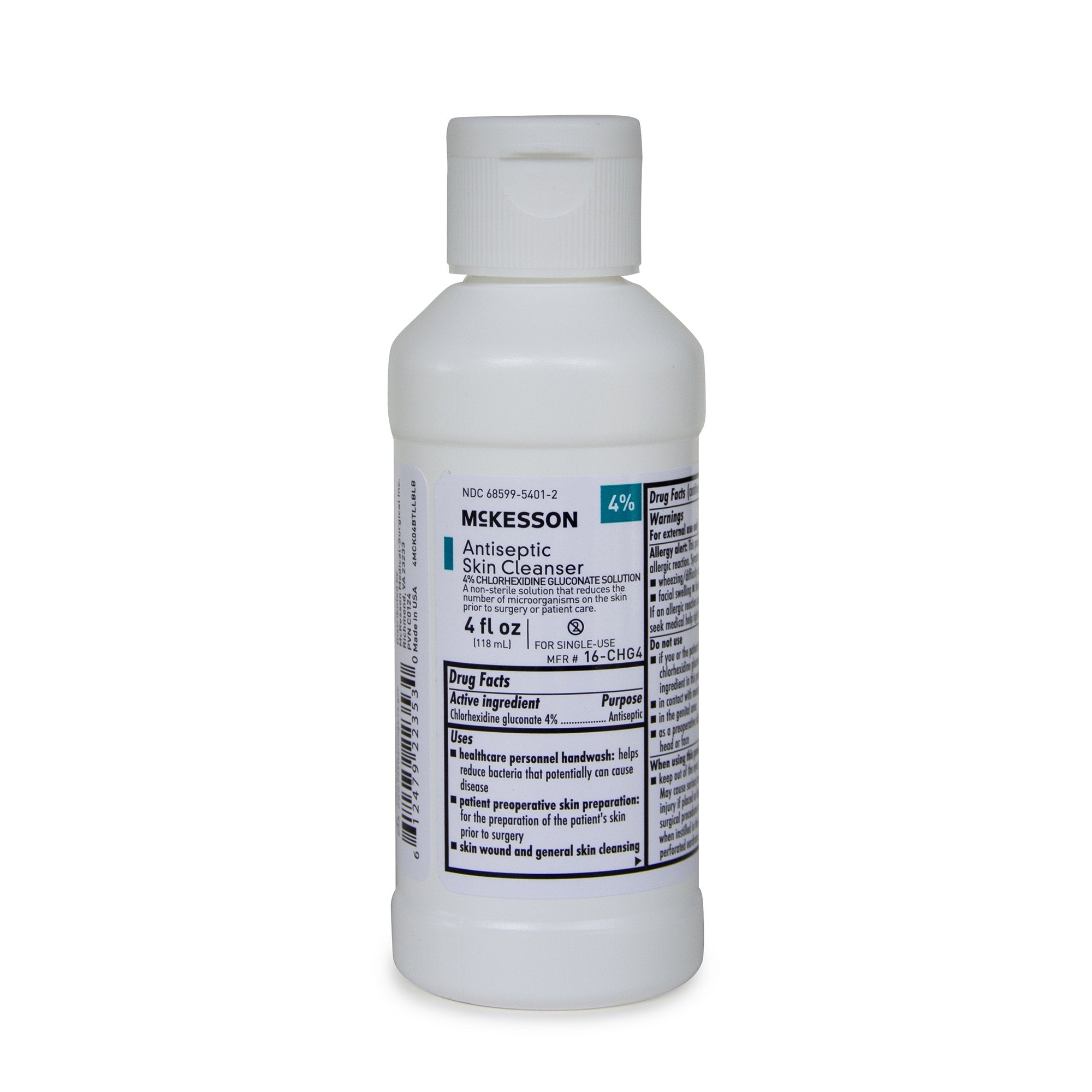 McKesson Brand - Antiseptic Skin Cleanser McKesson 4 oz. Flip-Top Bottle 4% Strength CHG (Chlorhexidine Gluconate) / Isopropyl Alcohol NonSterile [1/EA]