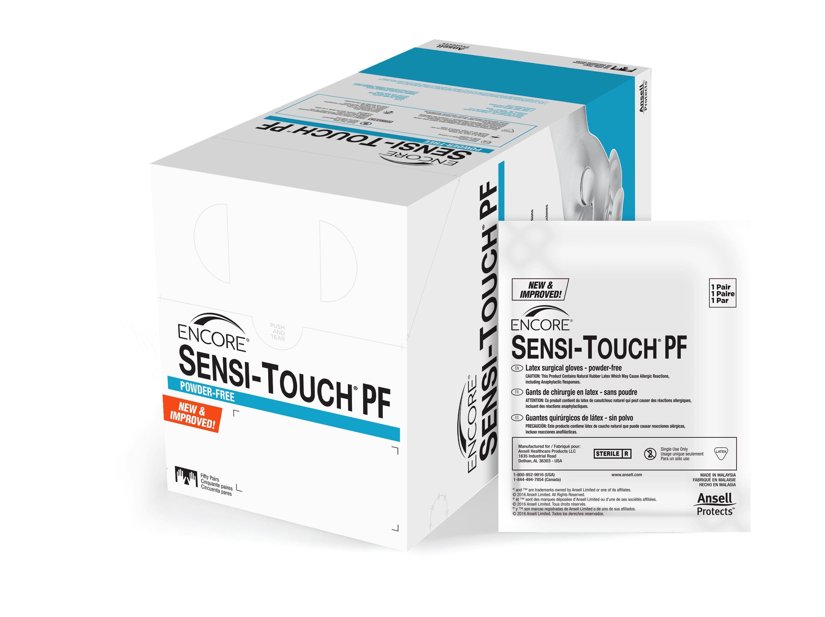 Ansell - Surgical Glove ENCORE® Sensi-Touch® PF Size 7.5 Sterile Latex Standard Cuff Length Micro-Textured Natural Chemo Tested [50/BX]