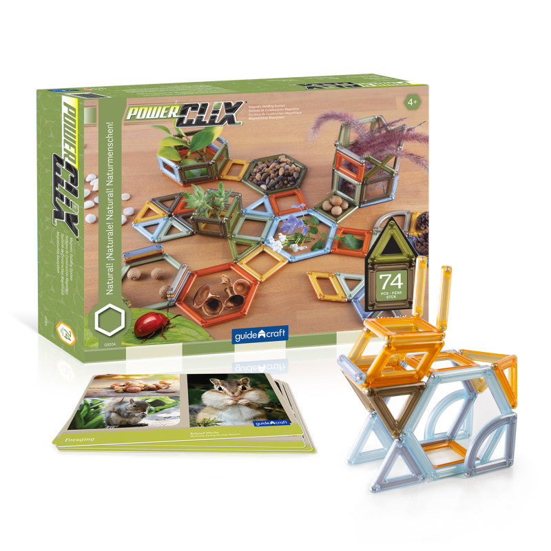 GUIDECRAFT - PowerClix® Frames, Natural, Magnetic Building Set, 75 Pieces