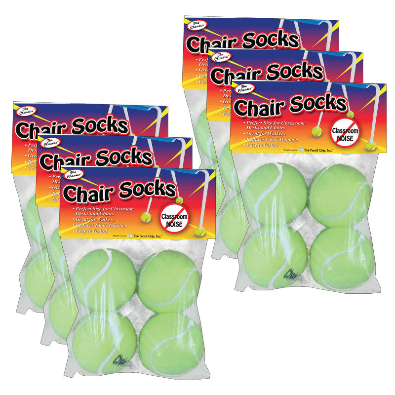 THE PENCIL GRIP - Chair Socks, Yellow, 4 Per Pack, 6 Packs