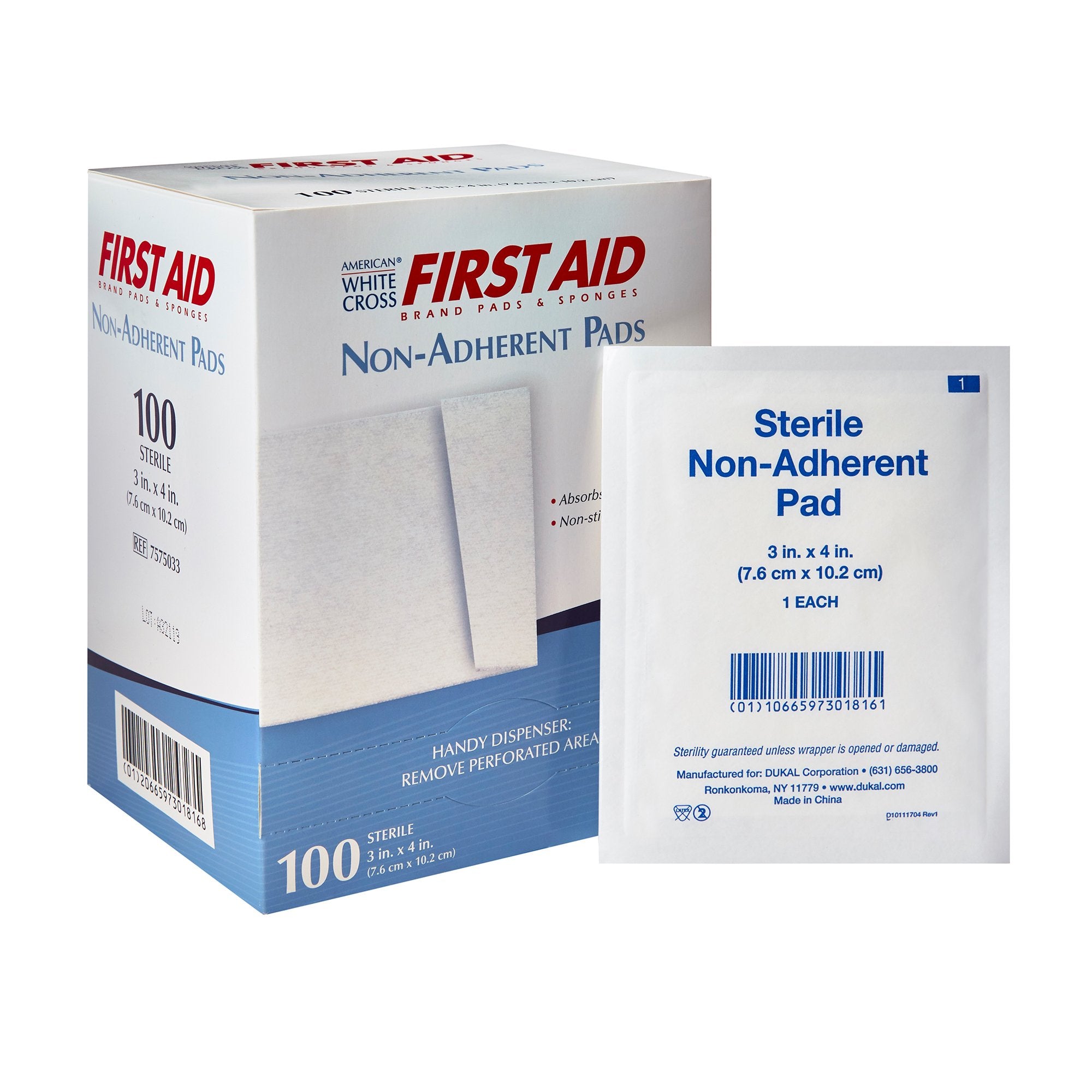 Dukal - Non-Adherent Dressing American White Cross 3 X 4 Inch Sterile 1 per Pack [100/BX]