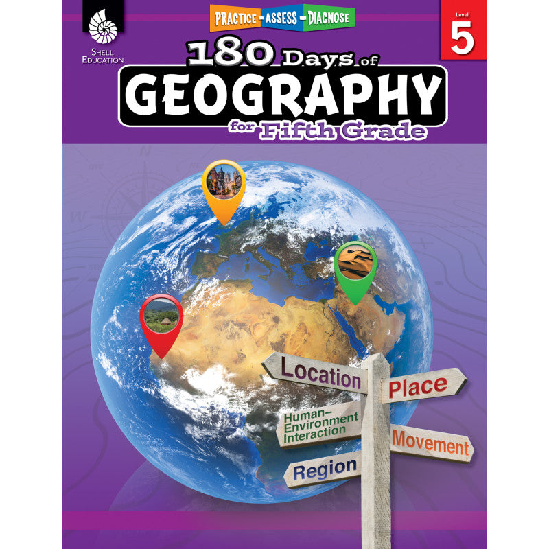 SHELL EDUCATION - 180 Days of Geography for Fifth Grade