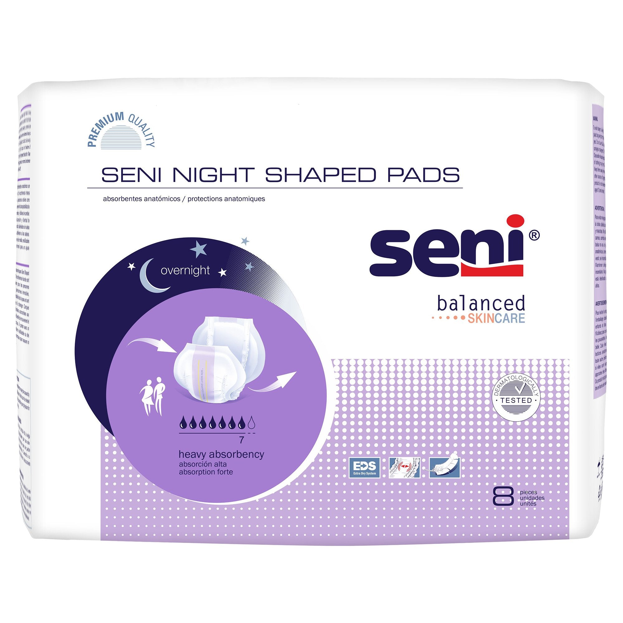 TZMO USA Inc - Incontinence Liner Seni® Shaped Night Pads 27 Inch Length Heavy Absorbency Super Absorbent Core One Size Fits Most [8/PK]