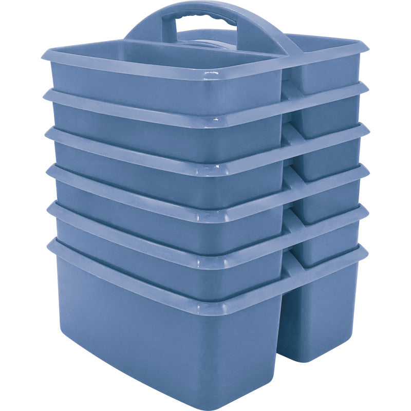 TEACHER CREATED RESOURCES - Slate Blue Plastic Storage Caddy, Pack of 6