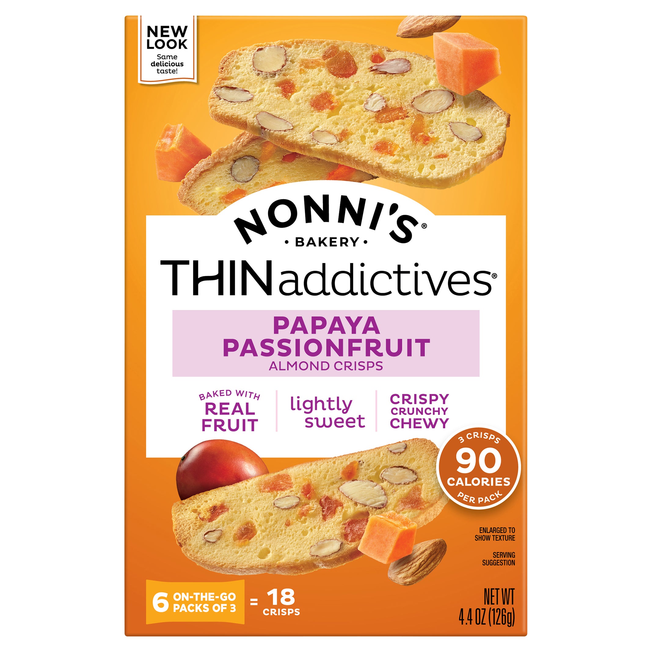 Nonni's THINaddictives Papaya & Passionfruit Almond Cookie Crisps, 6-count carton 4.4 oz. - Case of 6