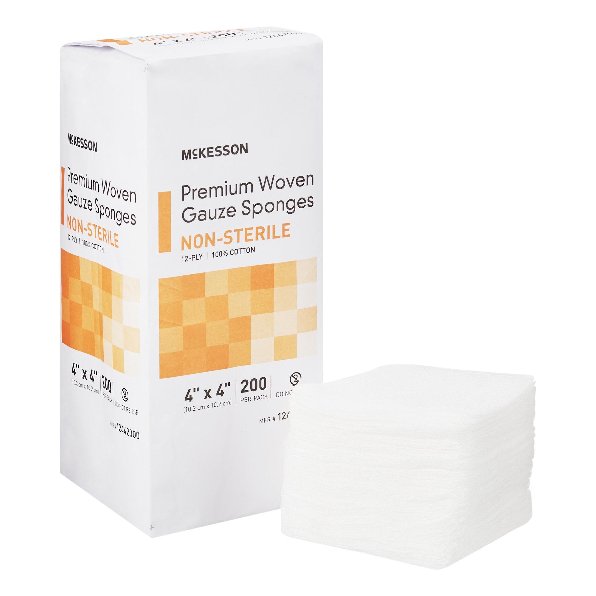 McKesson Brand - Gauze Sponge McKesson 4 X 4 Inch 12-Ply NonSterile 200 per Pack [200/PK]