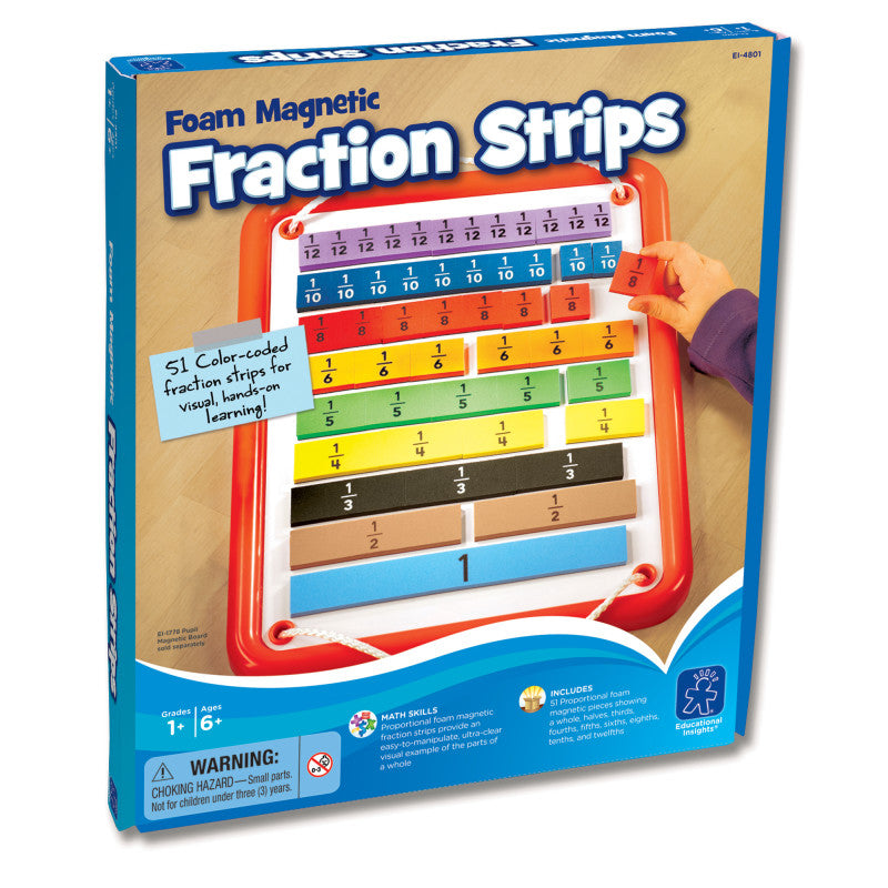 EDUCATIONAL INSIGHTS - Foam Magnetic Fraction Strips, 51 Pieces