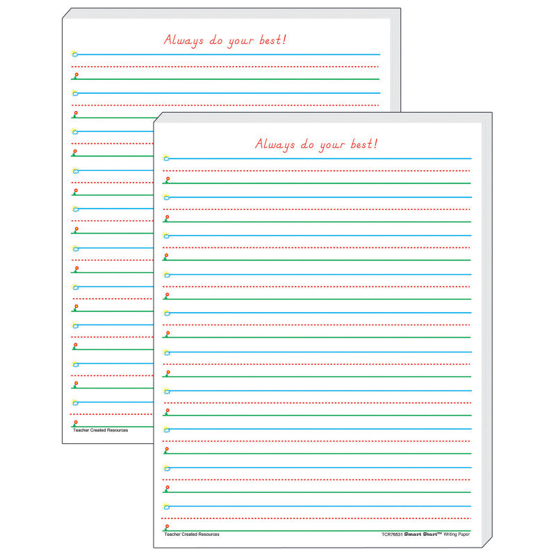TEACHER CREATED RESOURCES - Smart Start 1-2 Writing Paper: 100 Sheets Per Pack, 2 Packs