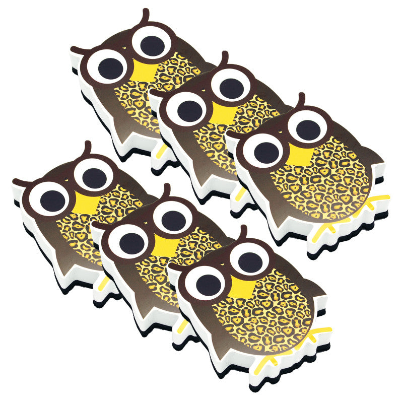 ASHLEY PRODUCTIONS - Magnetic Whiteboard Eraser, Wise Owl, Pack of 6