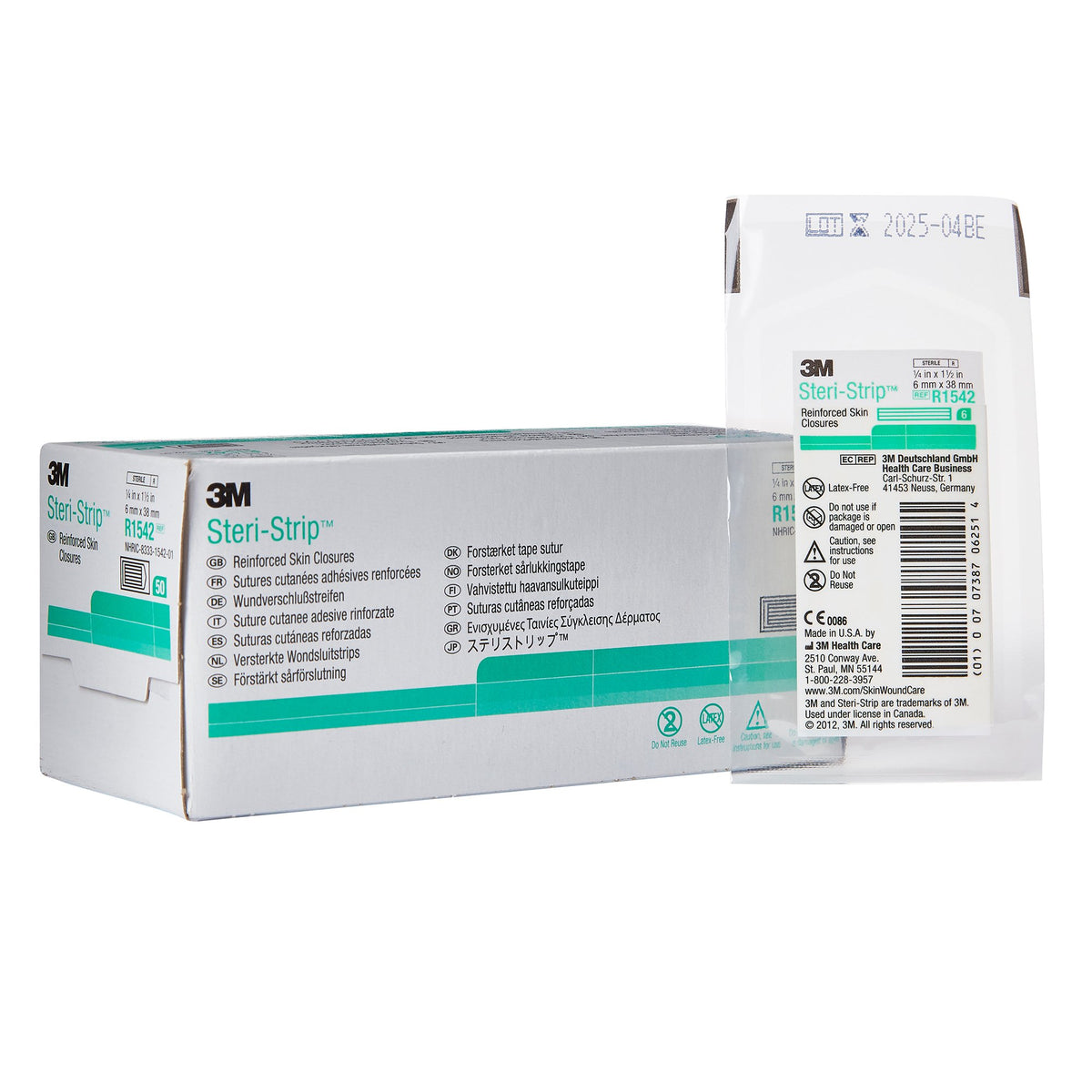 Solventum Corporation - Skin Closure Strip Steri-Strip™ 1/4 X 1-1/2 Inch Nonwoven Material Reinforced Strip White [50/BX]