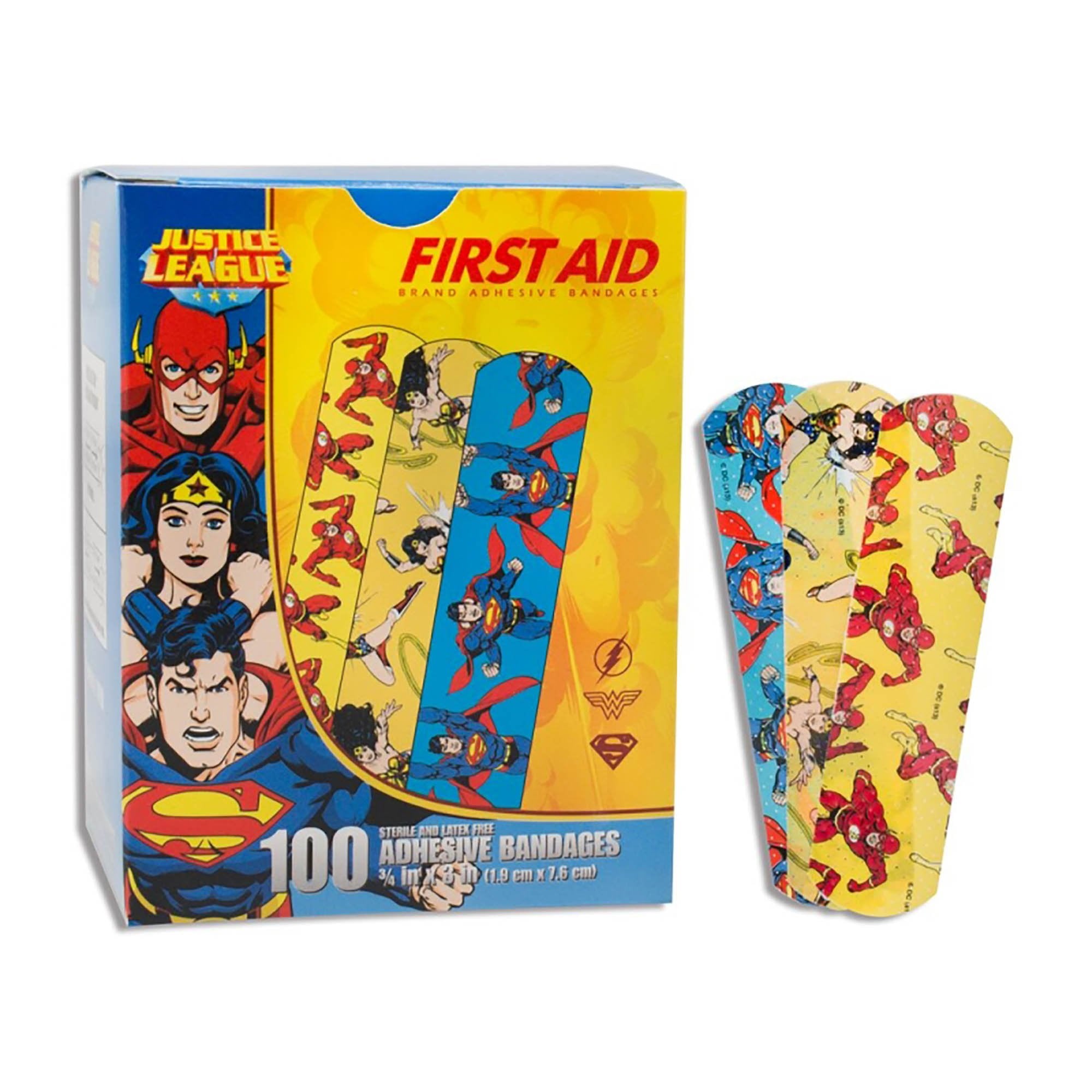 Dukal - Adhesive Strip American® White Cross Stat Strip® 3/4 X 3 Inch Plastic Rectangle Kid Design (Superman / Wonder Woman / Flash) Sterile [12/CS]